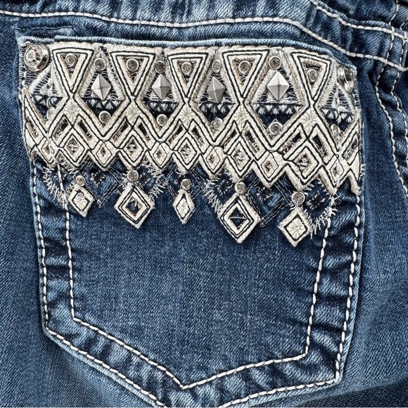 Vintage Y2k Miss Me Wilde Aztec Embroidered Diamond Mid-Rise Bootcut Jeans 31x34 - Picture 4 of 13